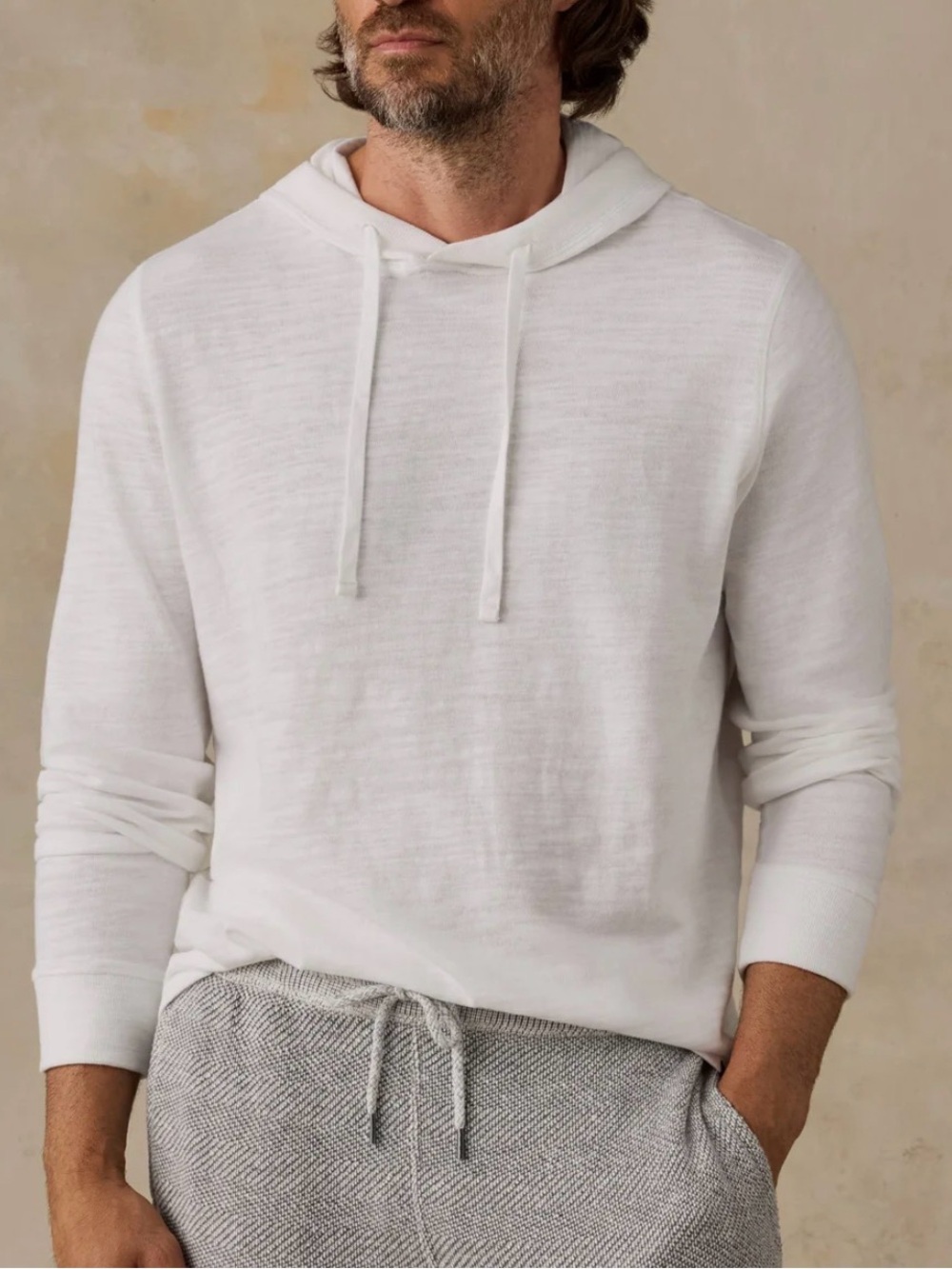 Faherty Men’s Sunwashed Slub Hoodie White - M